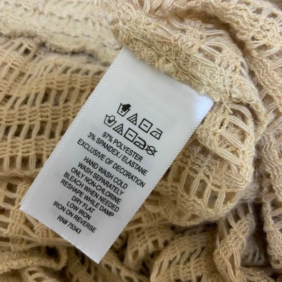 Haute Hippy Crochet Wide Leg Beach Cover Up Pants Tan Women's Size Medium - Picture 4 of 4